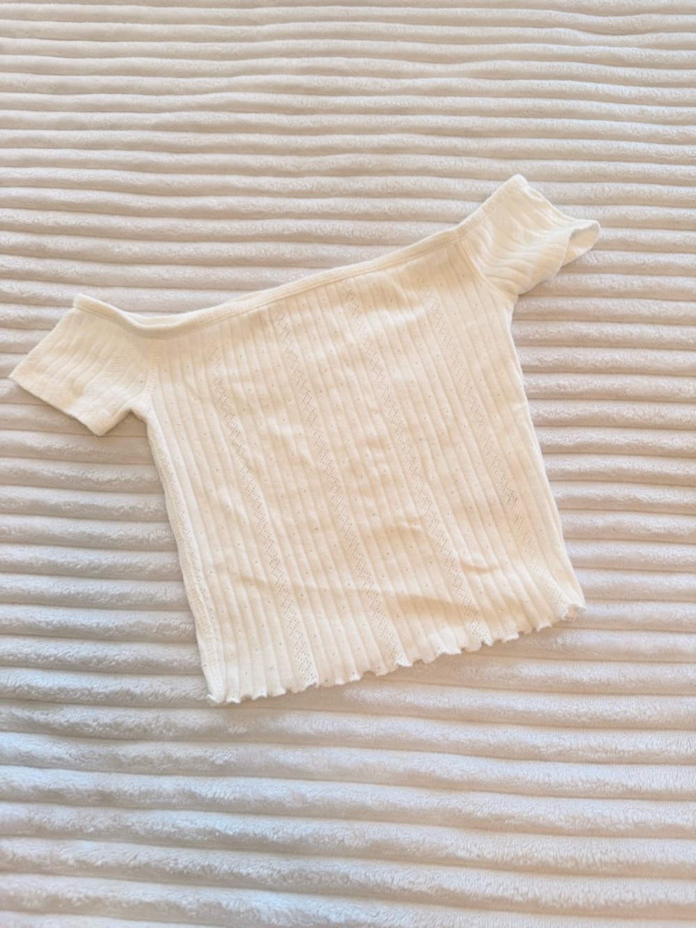 Aeropostale Cream Knit Off-Shoulder Top